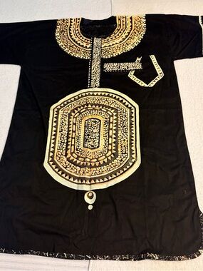 African Black & Gold Short Sleeve Men's Dashiki Tee